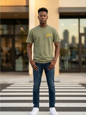 The Hundreds Sage Crewneck Tee with Yellow Script